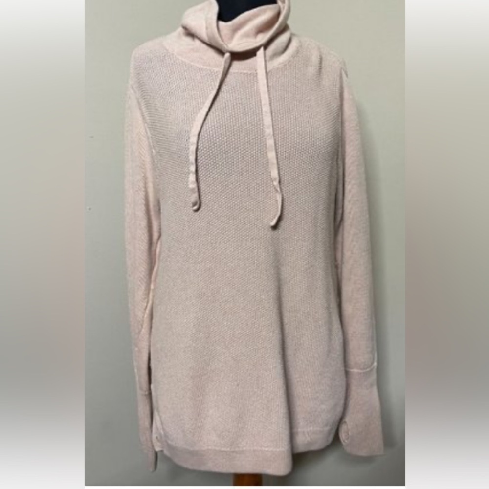 Sigrid Olsen Large  pale pink pullover w thumb holes cowlneck women’s $220 - Picture 3 of 8
